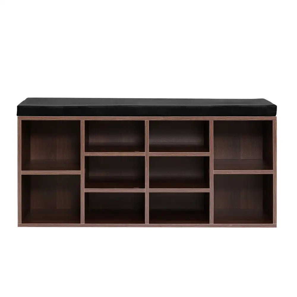 Artiss Shoe Cabinet Bench Shoes Storage Rack Organiser Shelf Cupboard Box Walnut - Furniture > Living Room
