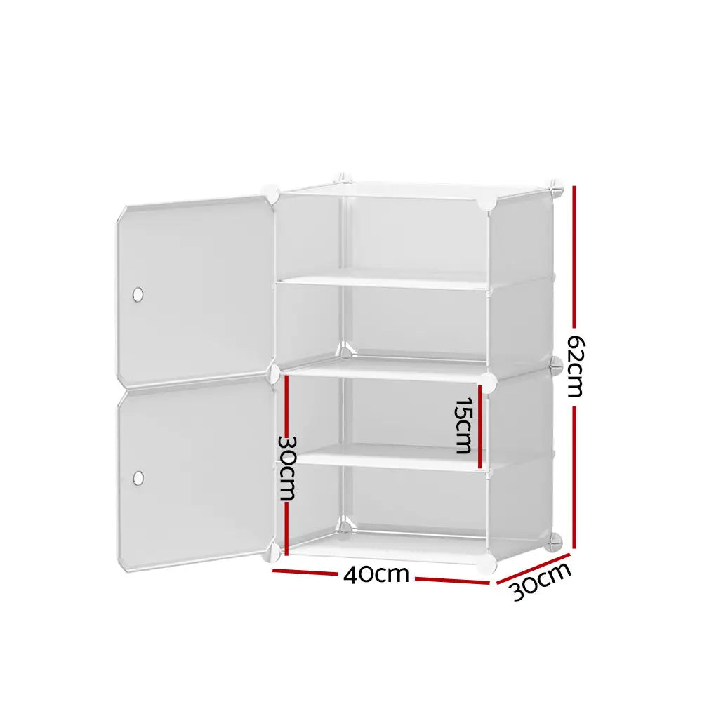 Artiss Shoe Cabinet DIY Shoe Box White Storage Cube Portable Organiser Stand - Home & Garden > Storage