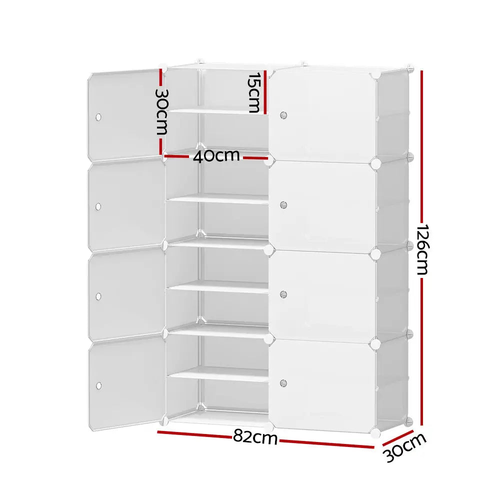 Artiss Shoe Cabinet DIY Storage Cube Shoe Box White Portable Organiser Stand - Home & Garden > Storage