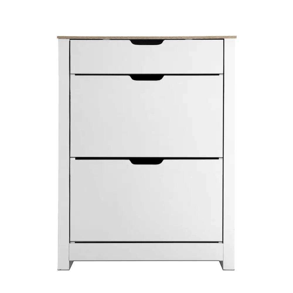Artiss Shoe Cabinet Rack Storage Organiser Cupboard Shelf Drawer 16 Pairs White - Furniture > Living Room
