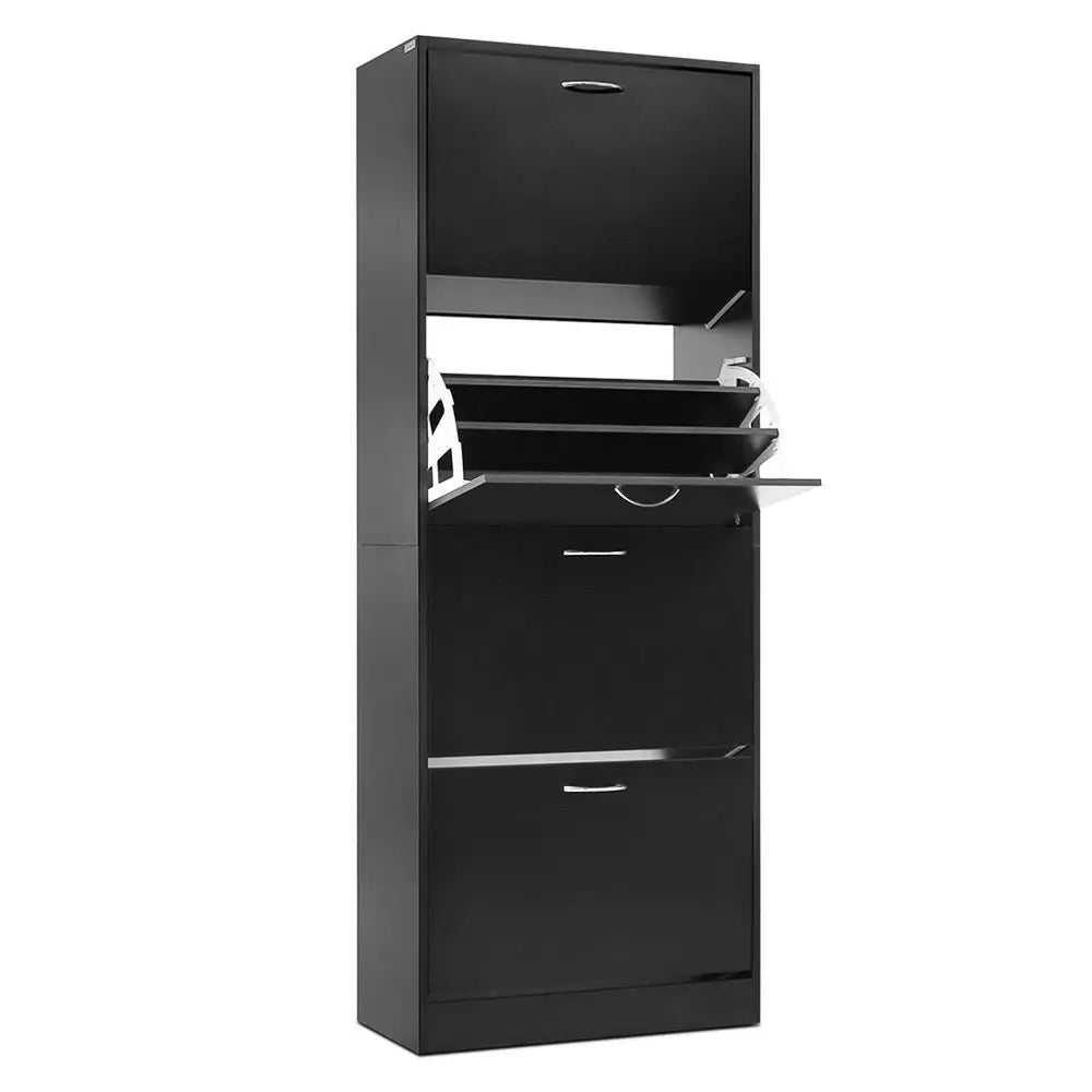 Artiss Shoe Cabinet Shoes Storage Rack Organiser 60 Pairs Black Shelf Drawer - Furniture > Living Room