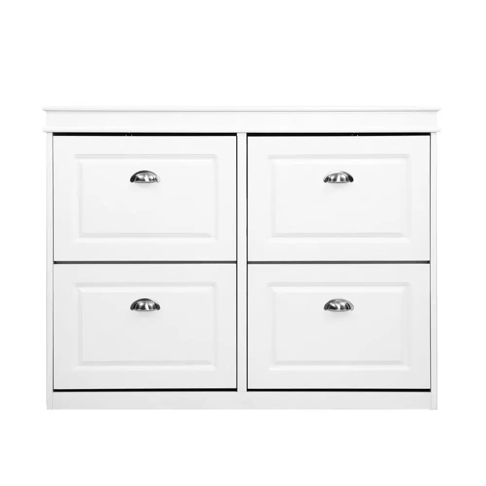 Artiss Shoe Rack Cabinet 16 Pairs 4-tier White Paul - Furniture > Living Room > Shoe Storage