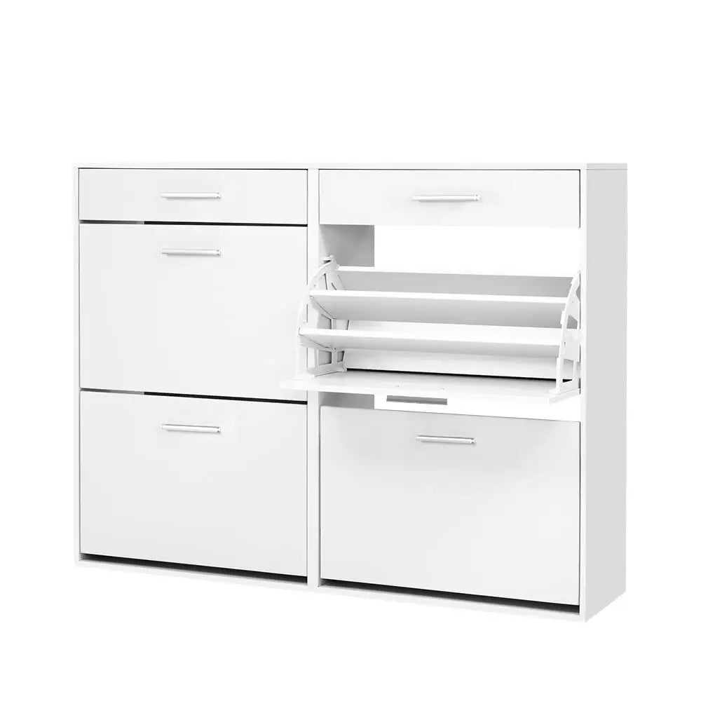 Artiss Shoe Rack Cabinet 36 Pairs Adjustable Shelves White Sara - Furniture > Living Room > Shoe Storage
