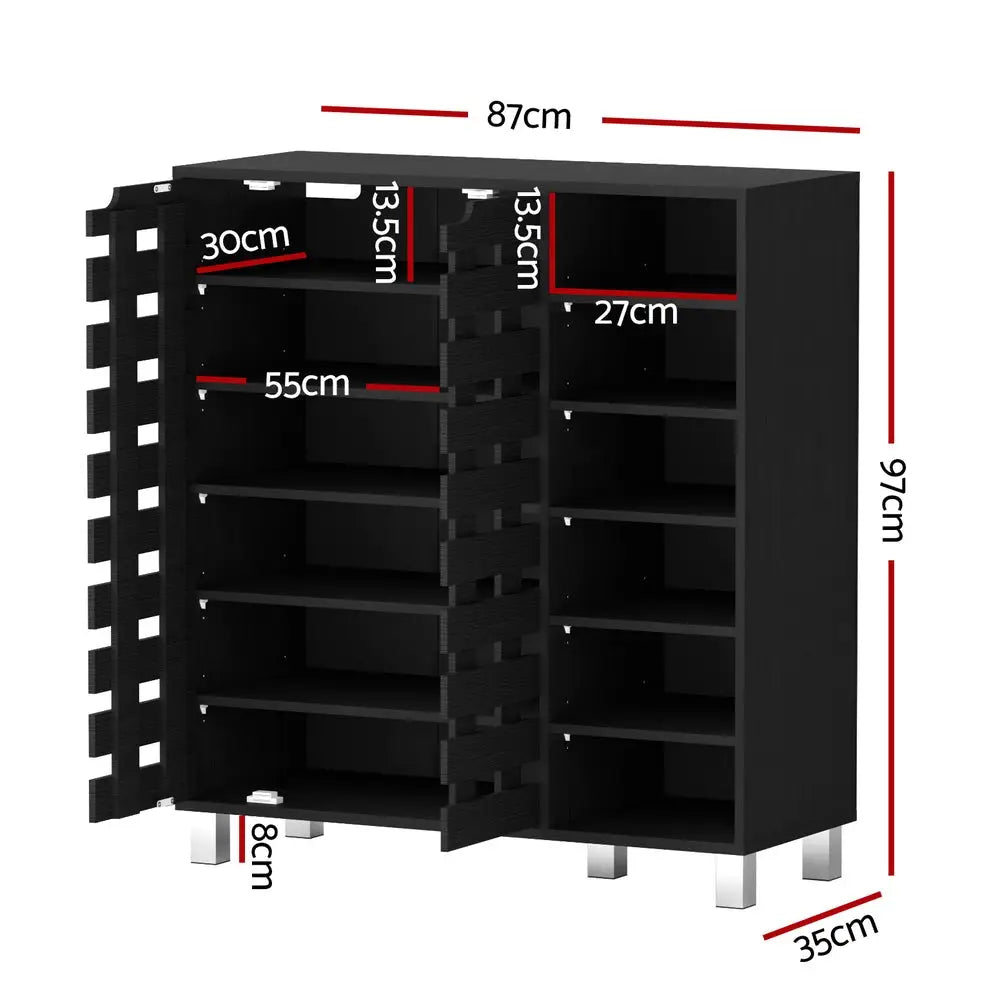 Artiss Shoe Rack Cabinet 6 Tier Storage Shelf Black - Furniture > Living Room > Shoe Storage