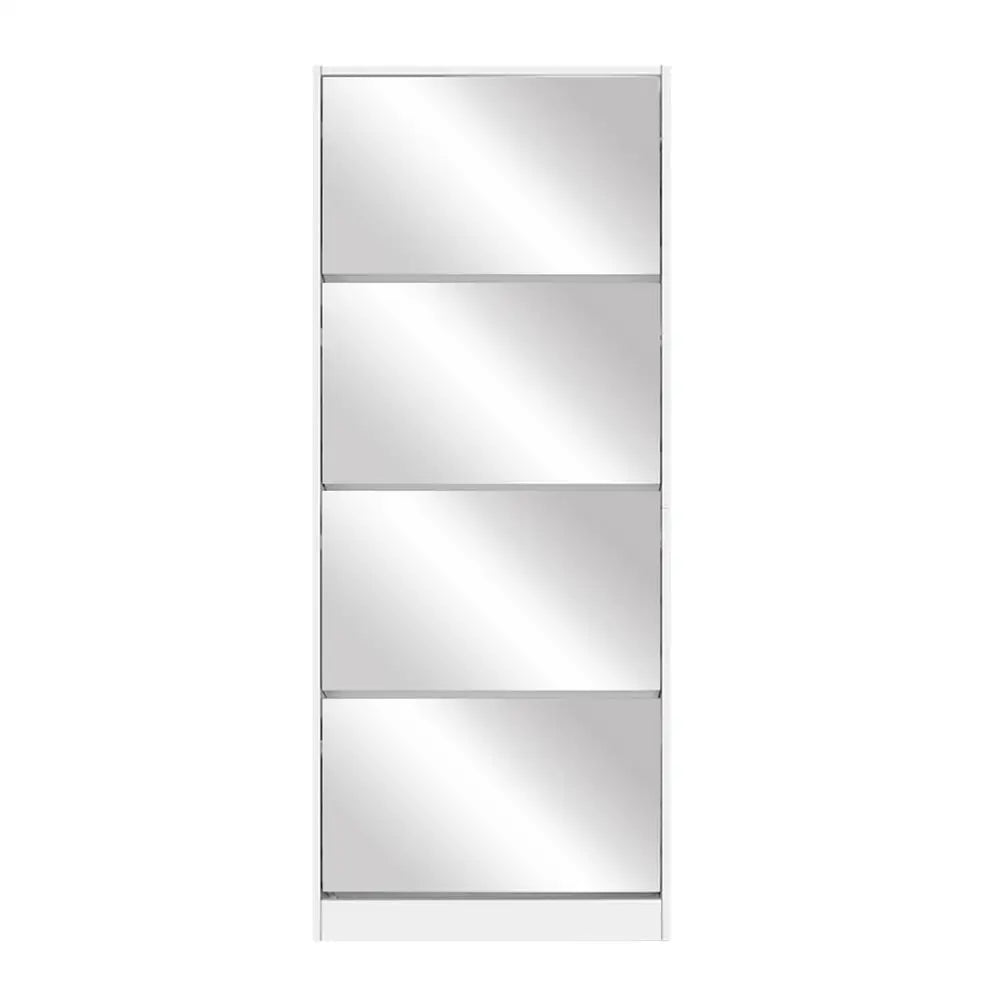 Artiss Shoe Rack Cabinet Mirror 60 Pairs White Rira - Furniture > Living Room > Shoe Storage