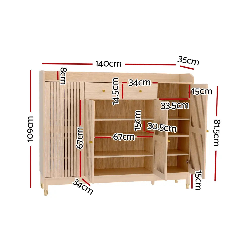 Artiss Shoe Rack Cabinet with Shelves 26 Pairs Pine - Furniture > Living Room > Shoe Storage