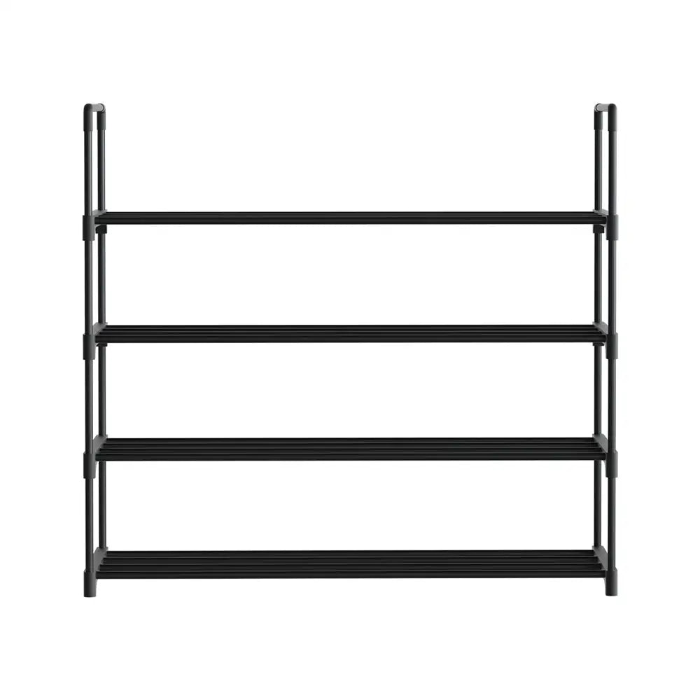 Artiss Shoe Rack Stackable 4 Tiers 80cm Shoes Shelves Storage Stand Black - Furniture > Living Room