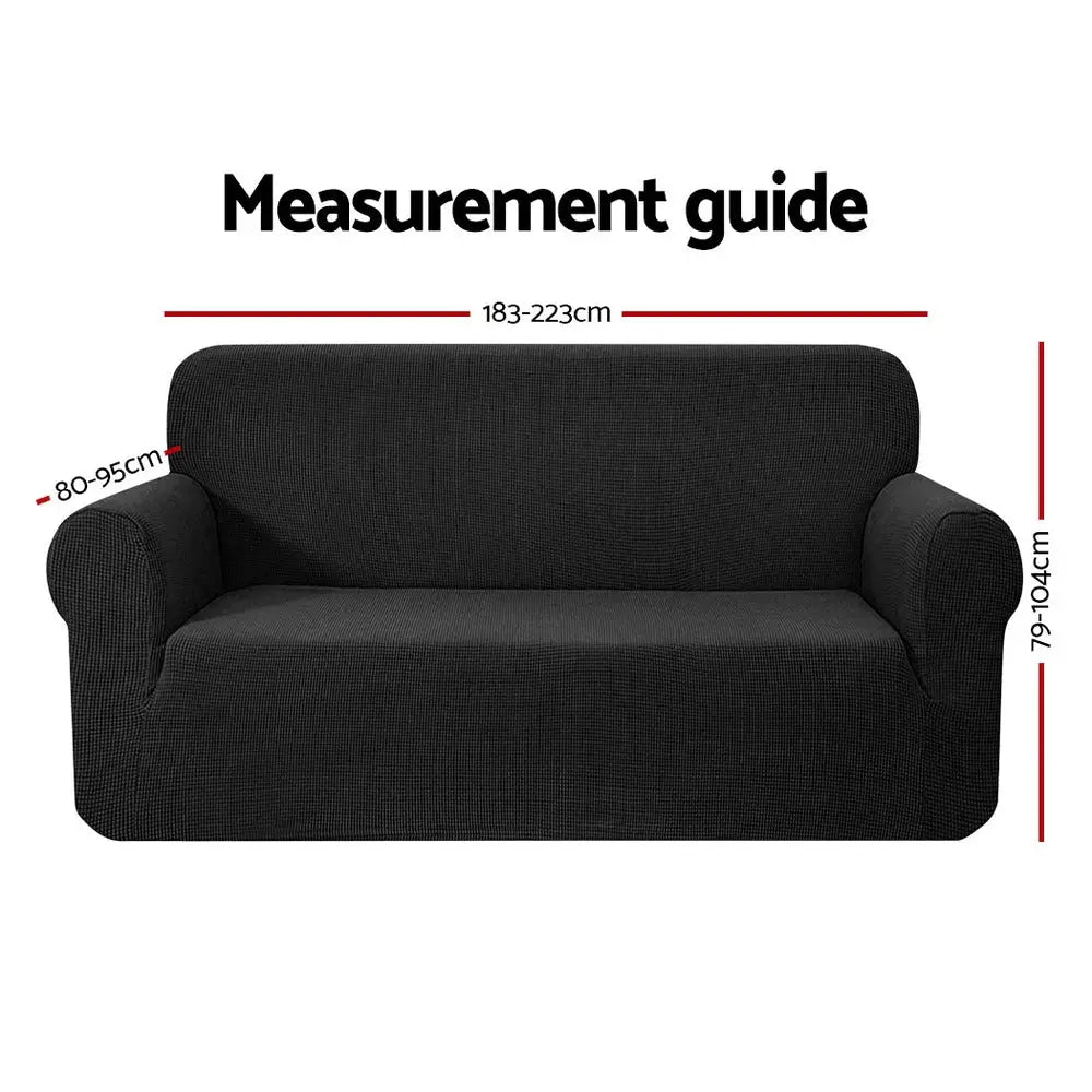 Artiss Sofa Cover Couch Covers 3 Seater High Stretch Black - Furniture > Sofas