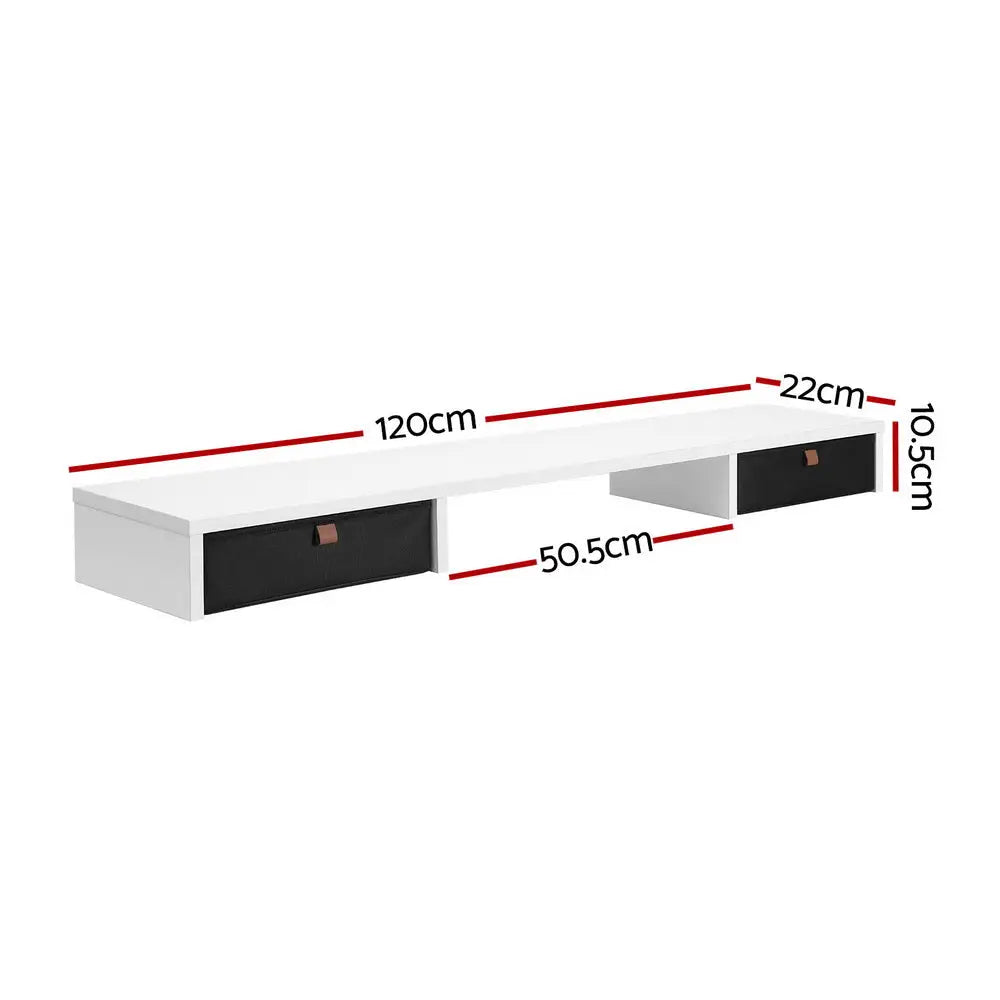 Artiss Standing Desk Desktop Storage Rack Shelf Removable Bookshelf Drawer 120cm - Furniture > Office > Desks