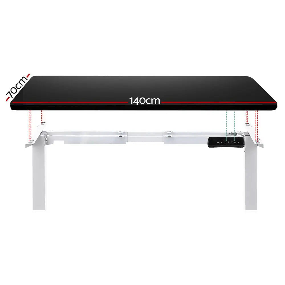 Artiss Standing Desk Motorised Dual Motor 140CM Black - Furniture > Office