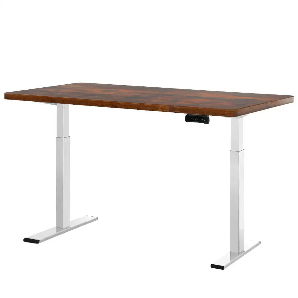 Artiss Standing Desk Motorised Dual Motor 140CM Rustic Brwon - Furniture > Office