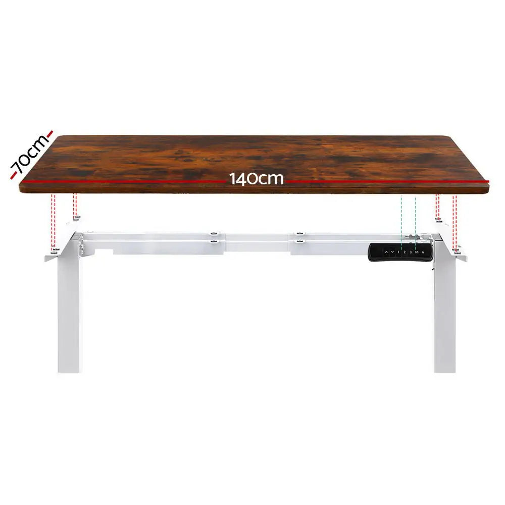 Artiss Standing Desk Motorised Dual Motor 140CM Rustic Brwon - Furniture > Office