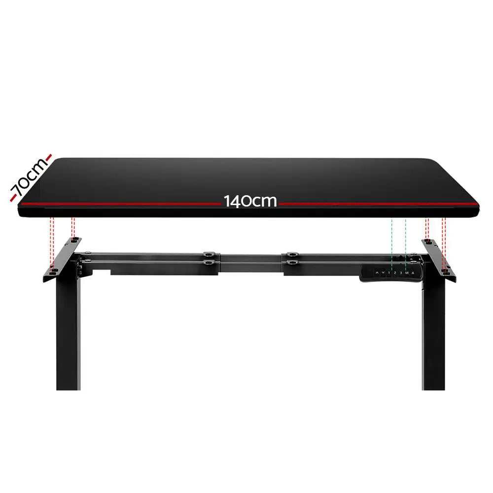 Artiss Standing Desk Motorised Dual Motor Black 140CM - Furniture > Office