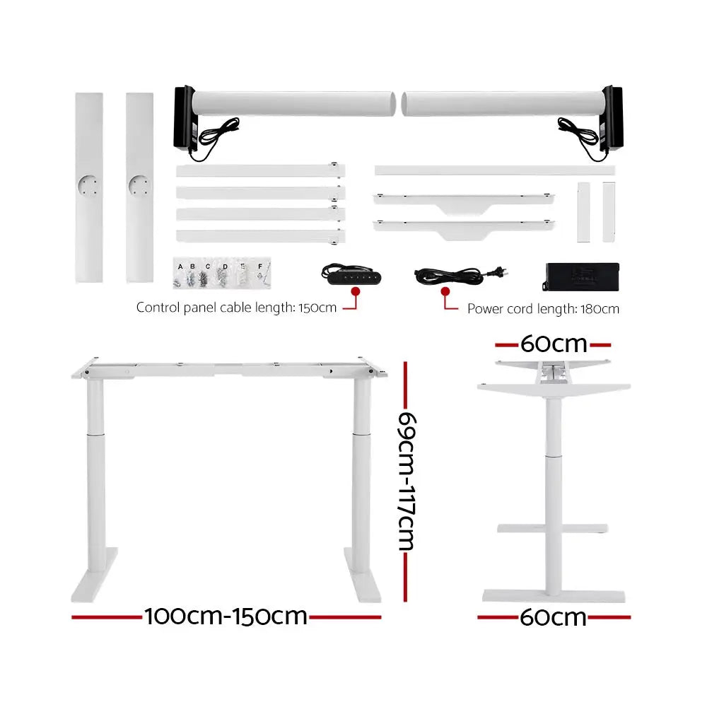Artiss Standing Desk Motorised Electric Dual Motor 120CM Black - Furniture > Office