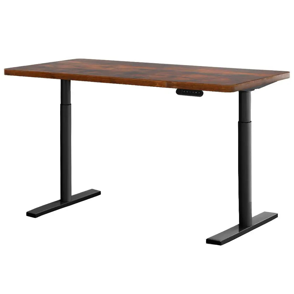 Artiss Standing Desk Motorised Electric Dual Motor Rustic Brown 120CM - Furniture > Office