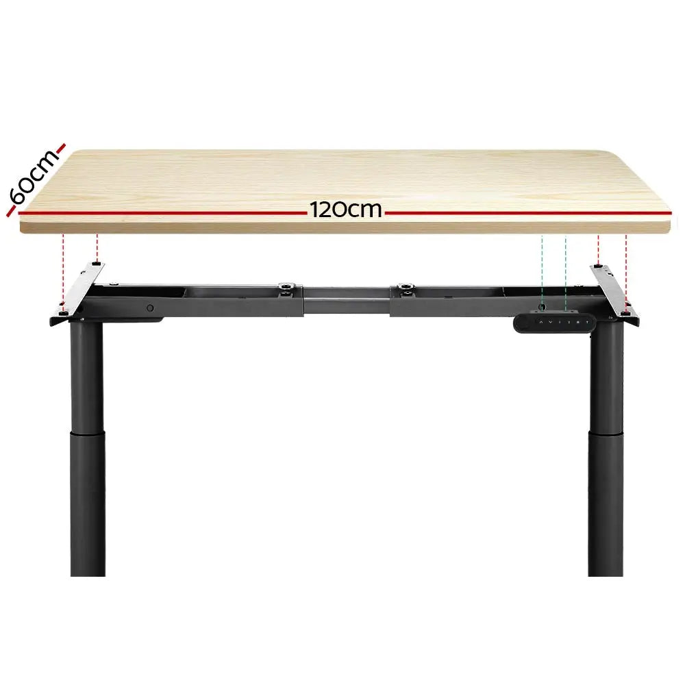 Artiss Standing Desk Motorised Electric Dual Motor White Oak 120CM - Furniture > Office