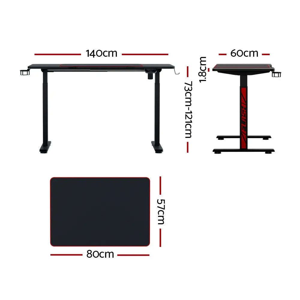 Artiss Standing Desk Motorised Gaming Desks Black 140CM - Furniture > Office