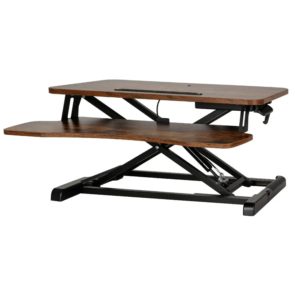 Artiss Standing Desk Riser Height Adjustable Rustic Brown 80CM - Furniture > Office