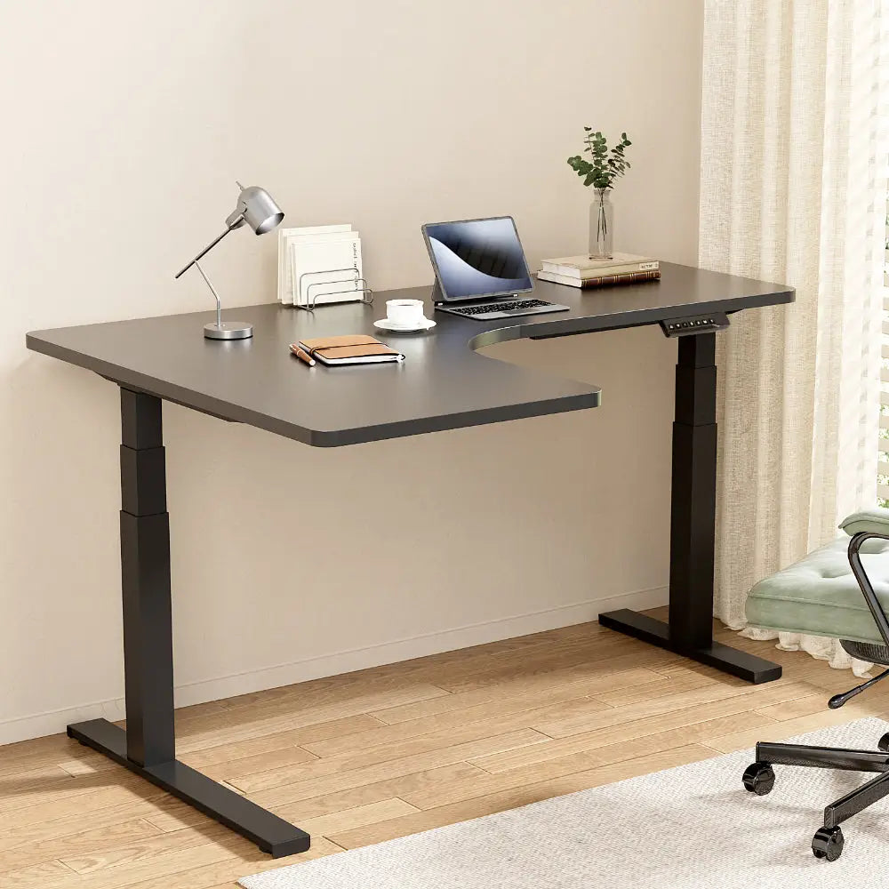 Artiss Standing Desks L-shape Motorised 160CM Black - Furniture > Office > Desks