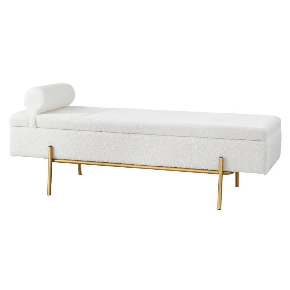 Artiss Storage Ottoman Bed 140cm Pillow Boucle Fabric - Furniture > Living Room > Ottomans & Footstools