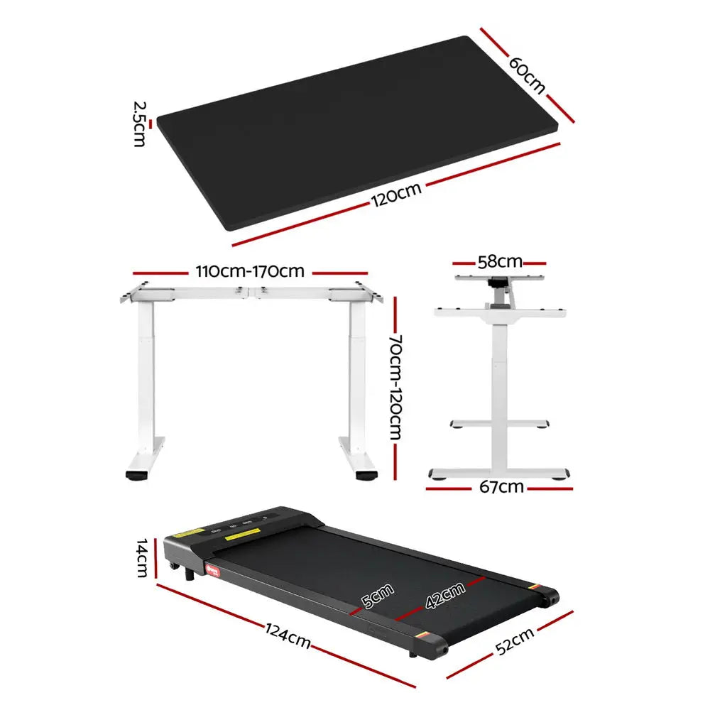 Artiss Treadmill 120cm Automatic Standing Desk with 400mm Electric Walking Pad - Furniture > Office > Desks