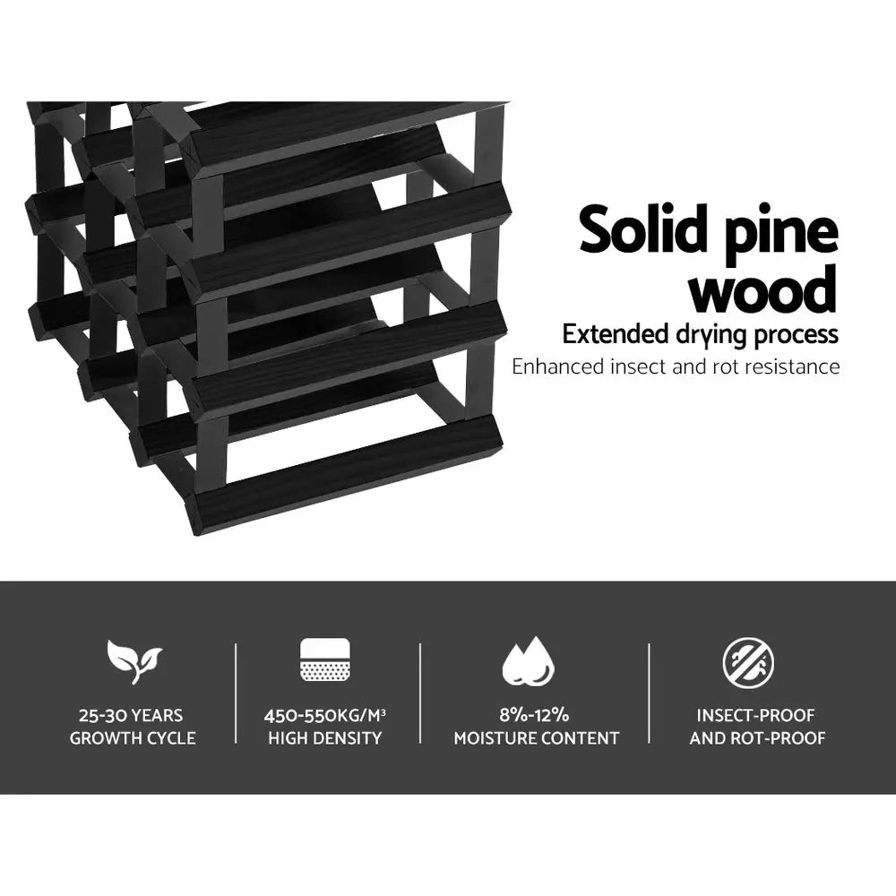 Artiss Wine Rack 12 Bottle Black - Home & Garden > Storage