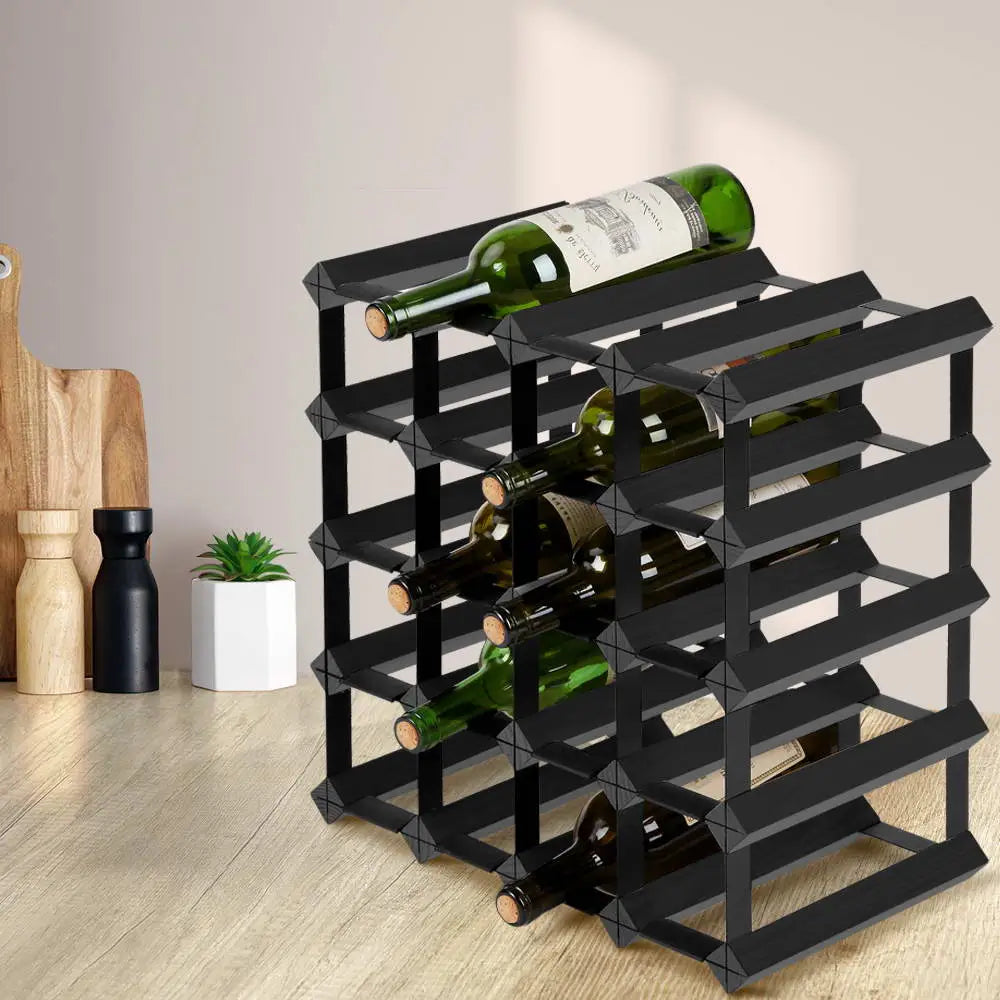Artiss Wine Rack 20 Bottle Black - Home & Garden > Storage