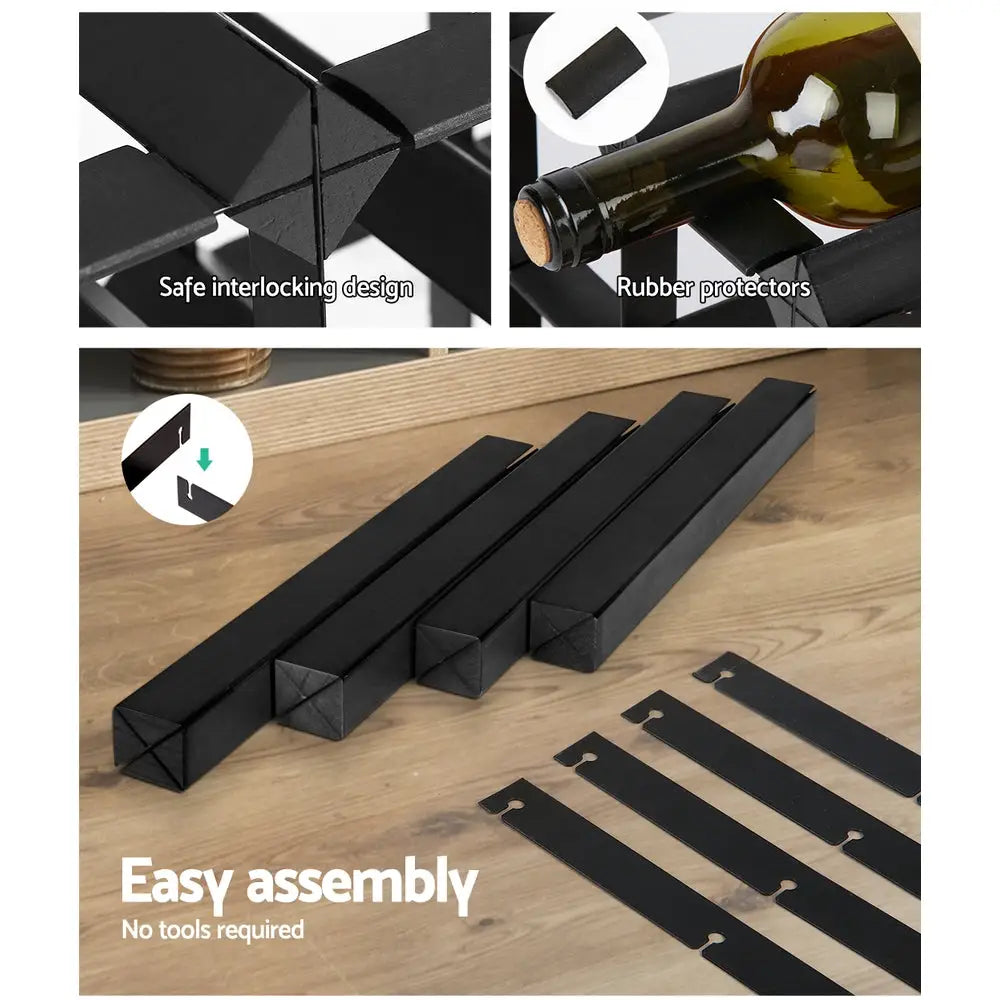 Artiss Wine Rack 20 Bottle Black - Home & Garden > Storage