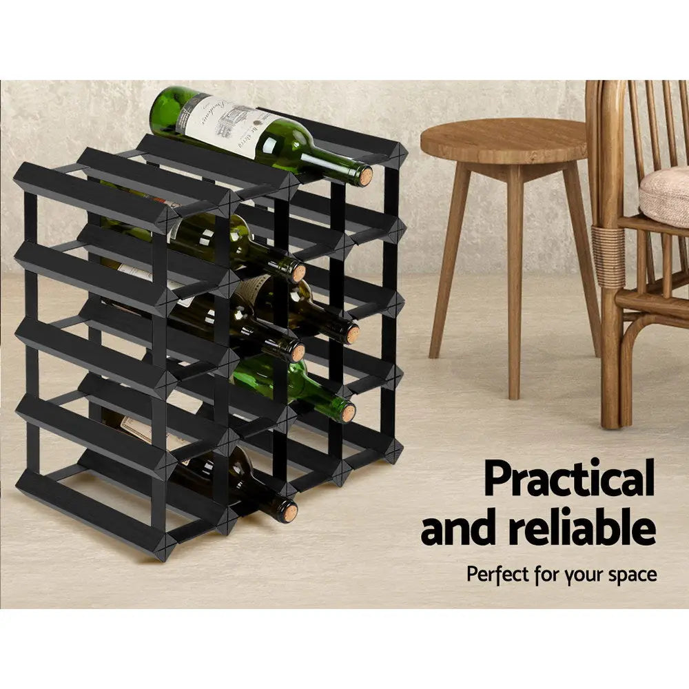 Artiss Wine Rack 20 Bottle Black - Home & Garden > Storage