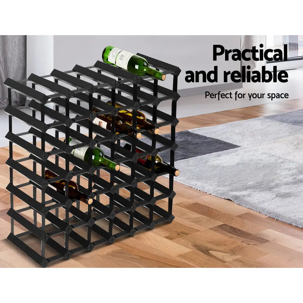 Artiss Wine Rack 42 Bottle Black - Home & Garden > Storage