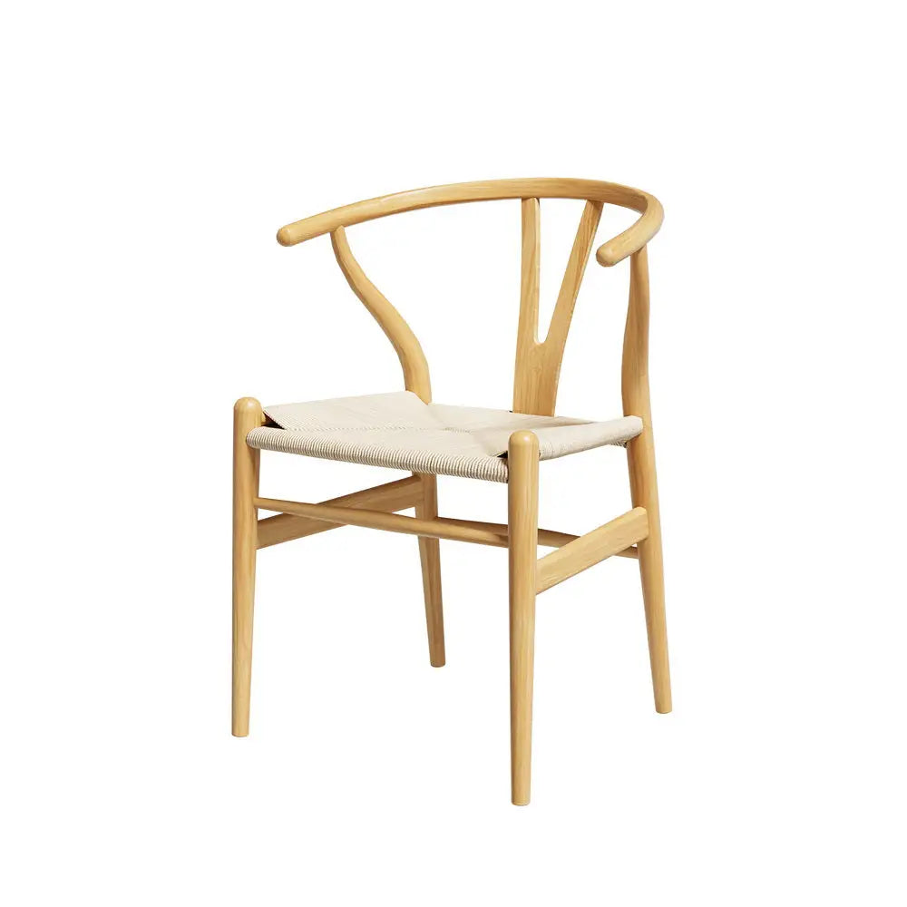 Artiss Wishbone Dining Chairs Ratter Seat Solid Wood Frame Cafe Lounge Chair - Furniture > Dining