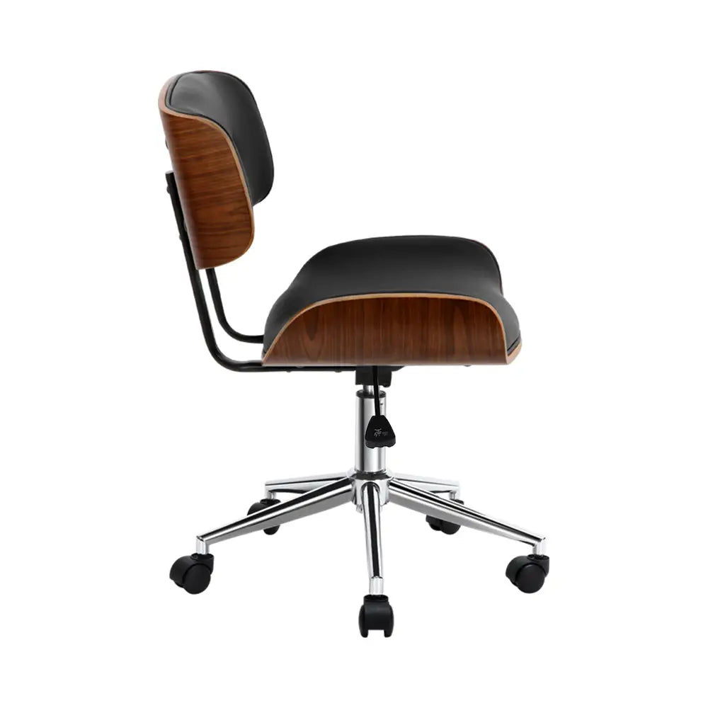 Artiss Wooden Office Chair Fabric Seat Black - Furniture > Office