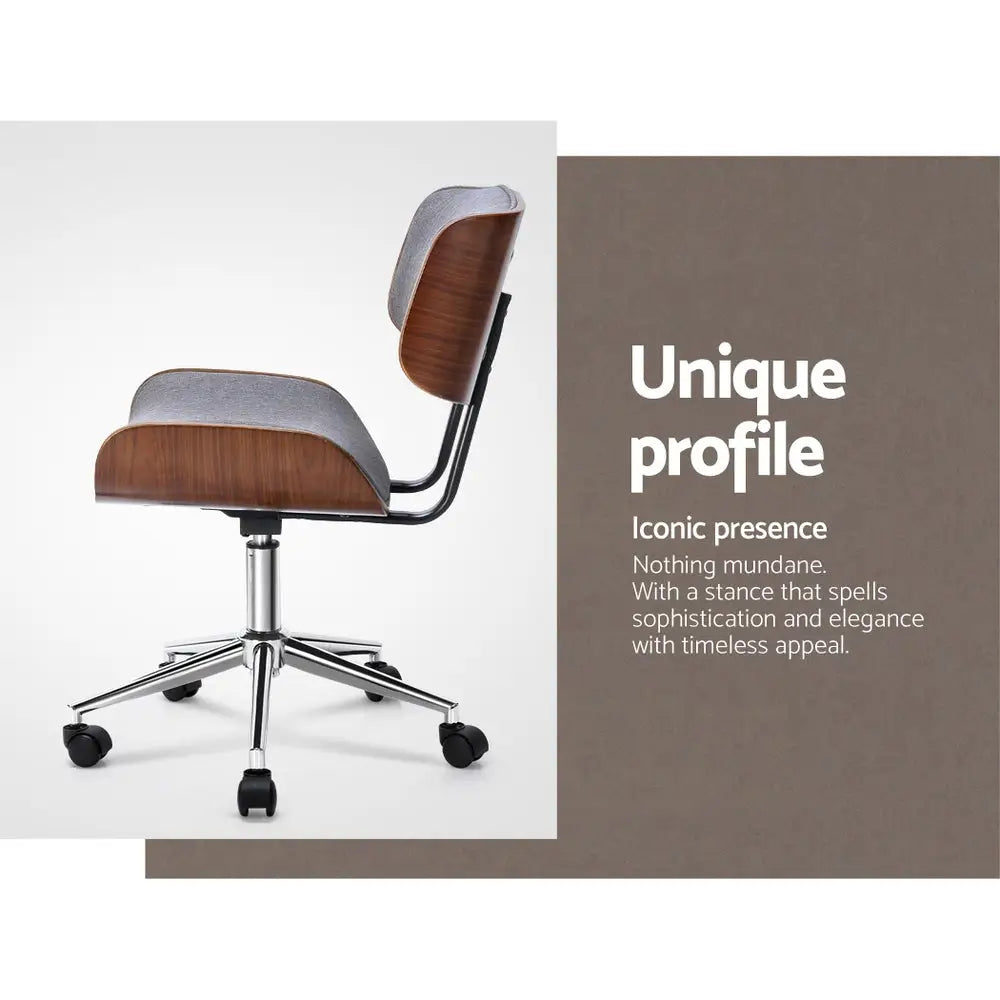 Artiss Wooden Office Chair Fabric Seat Grey - Furniture > Office