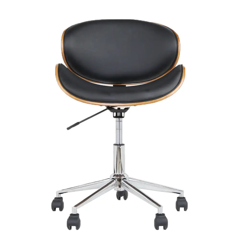Artiss Wooden Office Chair Leather Seat Black - Furniture > Office