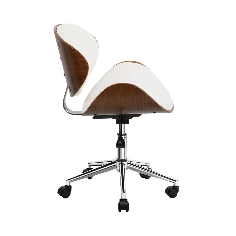 Artiss Wooden Office Chair Leather Seat White - Furniture > Office