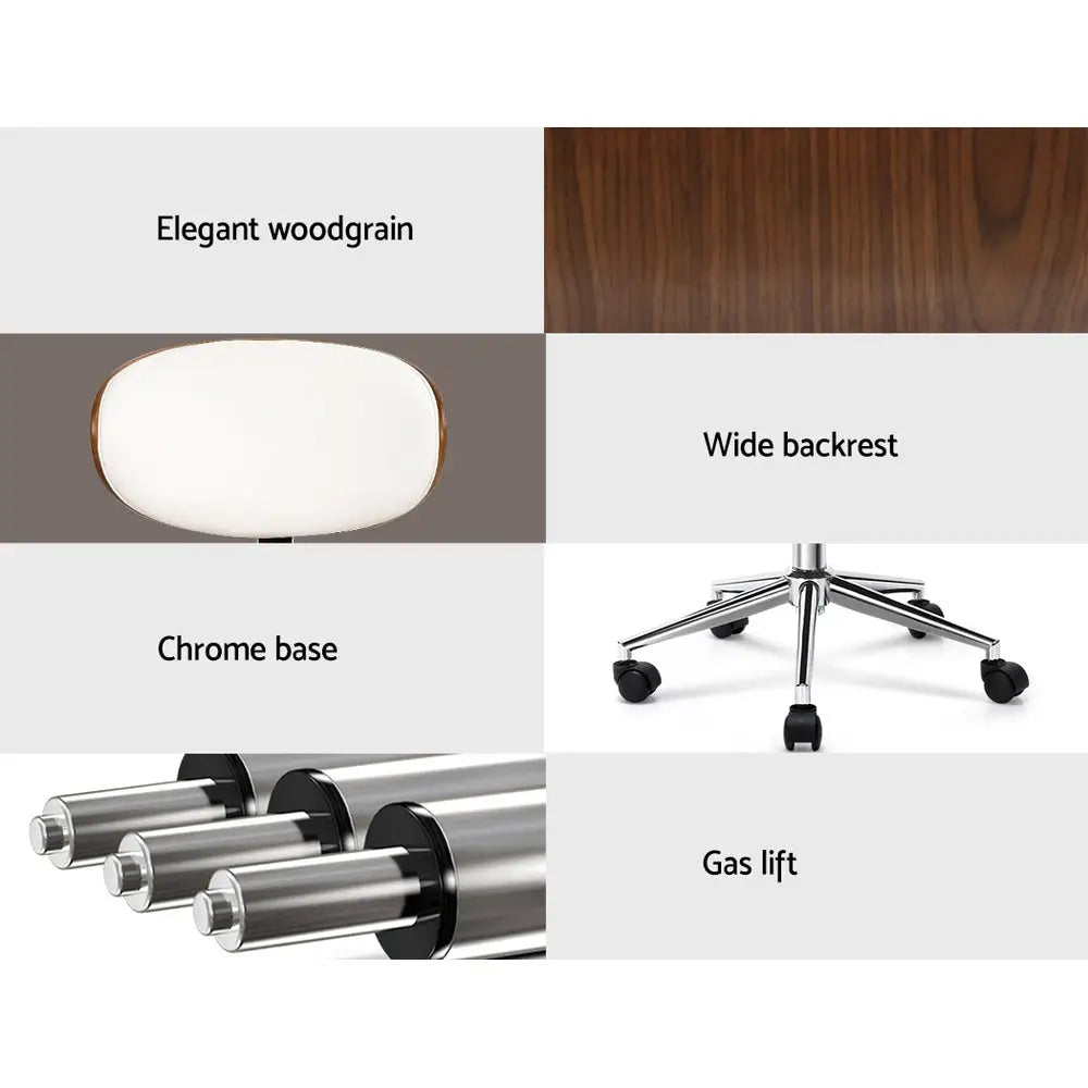 Artiss Wooden Office Chair Leather Seat White - Furniture > Office