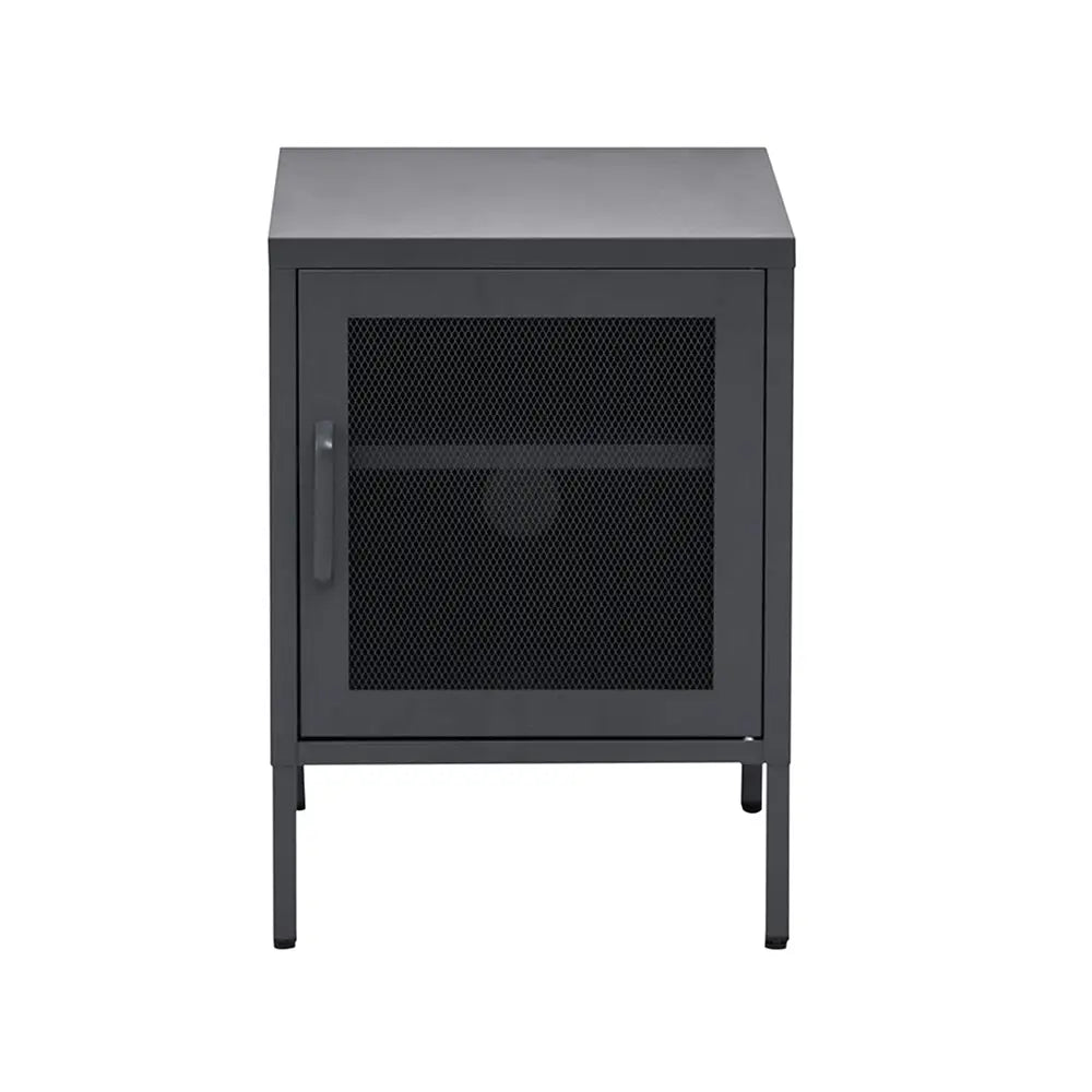 ArtissIn Bedside Table Mesh Door Cabinet - MINI Black - Furniture > Bedroom