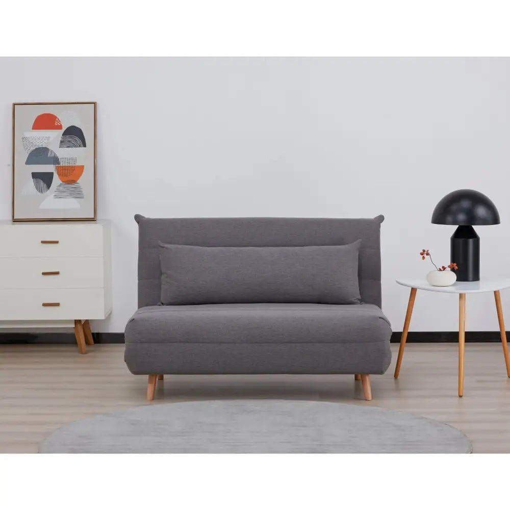Audrey 2 Seater Sofa Futon Bed Love Seat Fabric Lounge Couch - Graphite - Furniture > Sofas