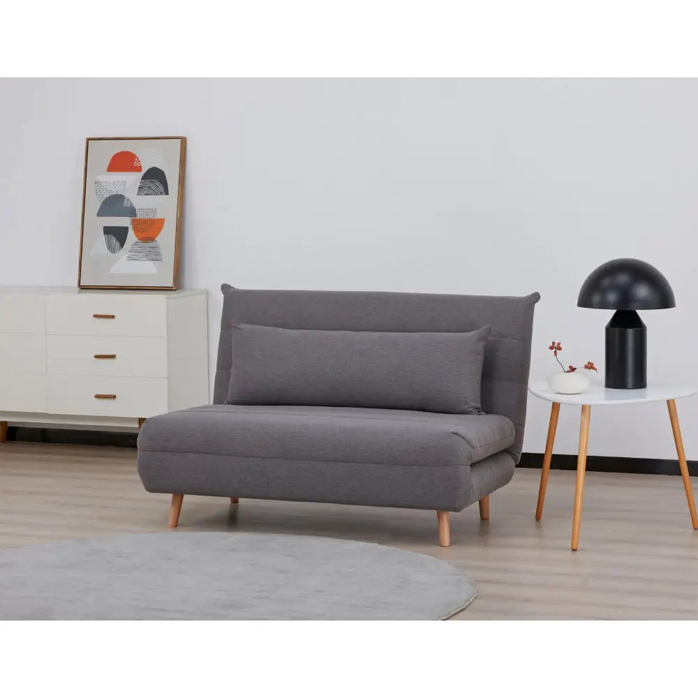 Audrey 2 Seater Sofa Futon Bed Love Seat Fabric Lounge Couch - Graphite - Furniture > Sofas
