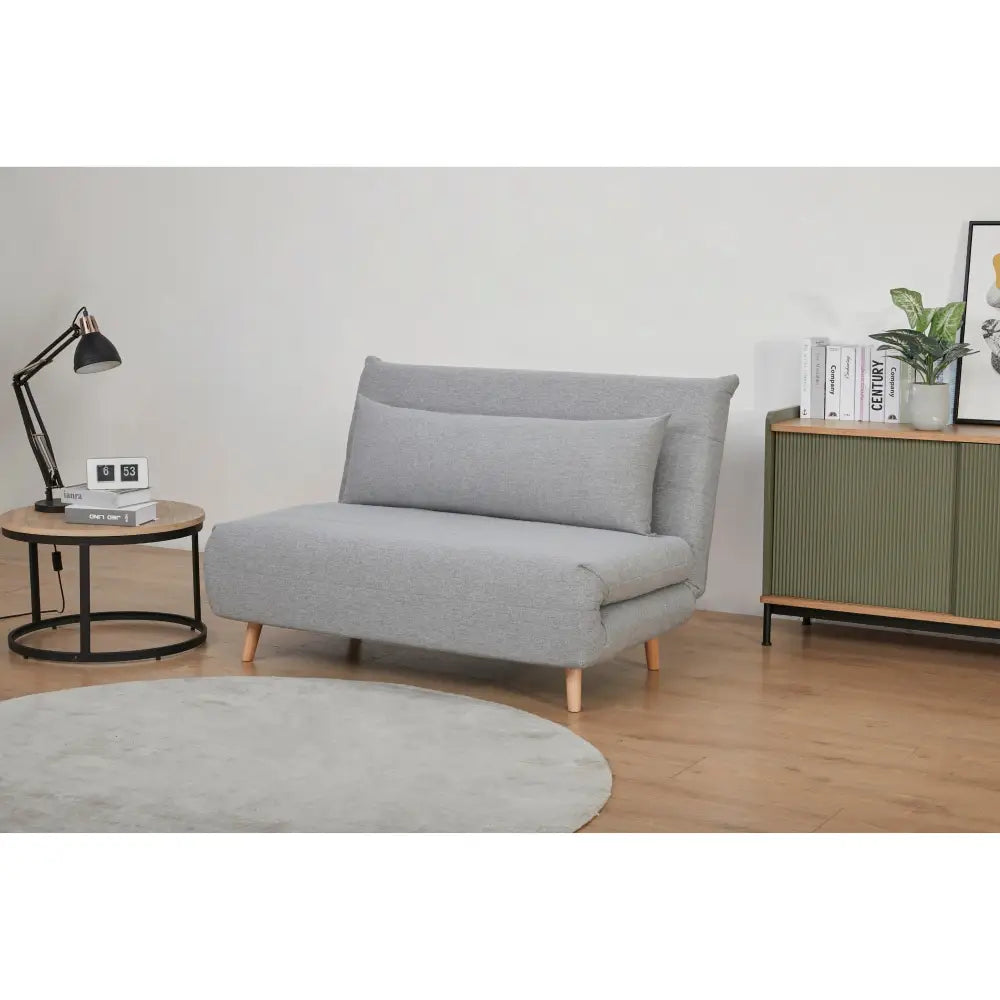 Audrey 2 Seater Sofa Futon Bed Love Seat Fabric Lounge Couch - Grey - Furniture > Sofas