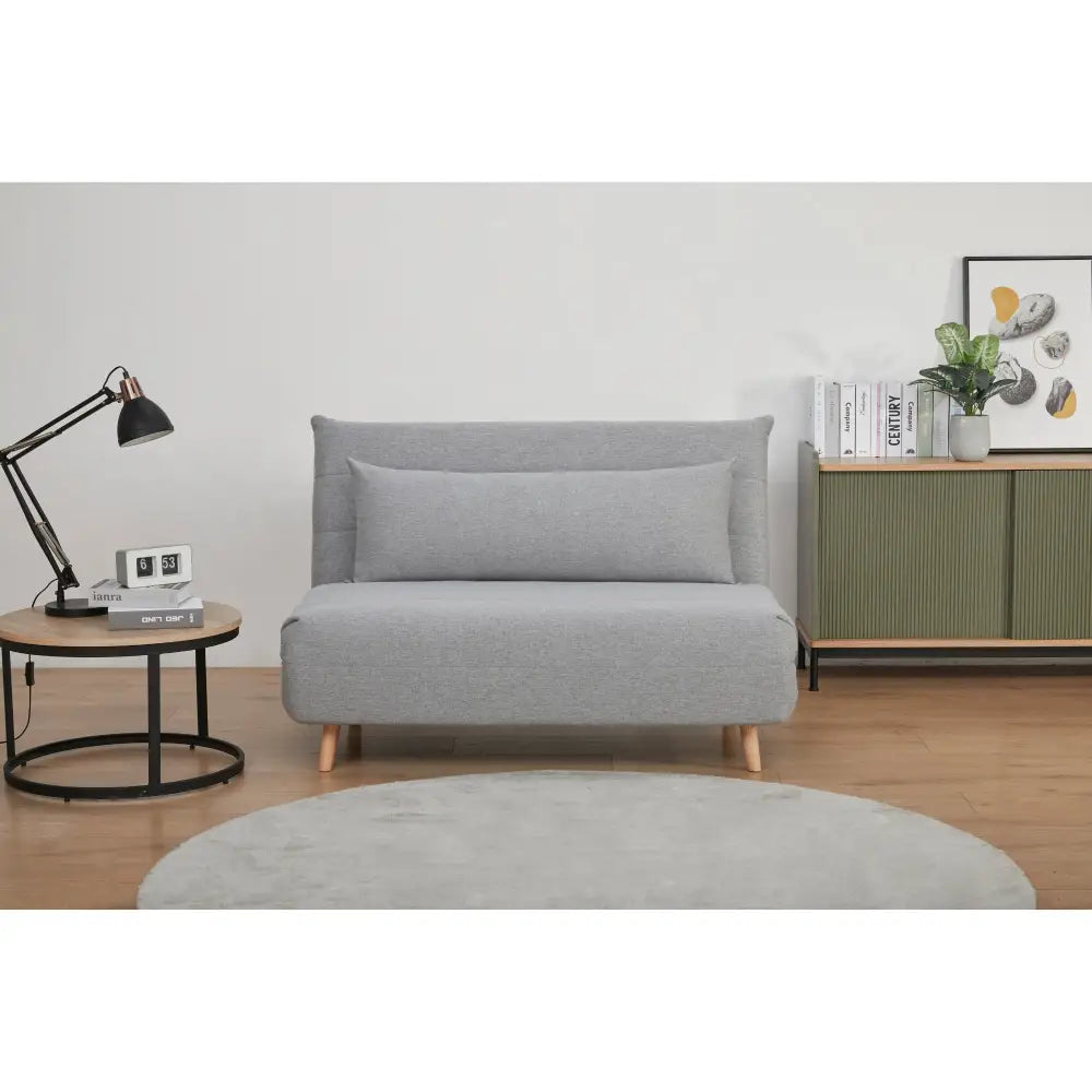 Audrey 2 Seater Sofa Futon Bed Love Seat Fabric Lounge Couch - Grey - Furniture > Sofas