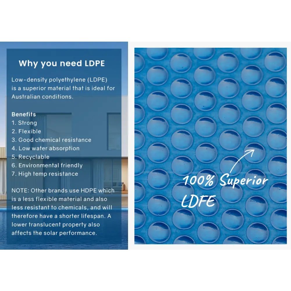 AURELAQUA Pool Cover 400 Micron 7.5x3.2m Solar Blanket Swimming Thermal Blue - Home & Garden > Pool & Accessories >