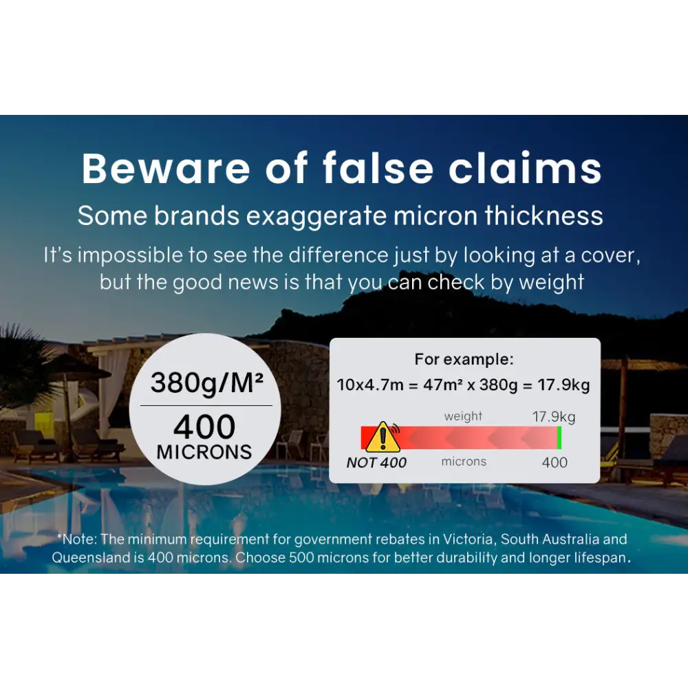 AURELAQUA Pool Cover 400 Micron 7.5x3.2m Solar Blanket Swimming Thermal Blue - Home & Garden > Pool & Accessories >