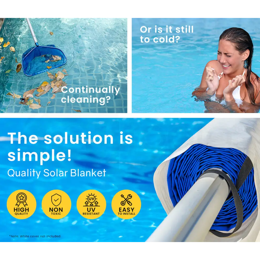 AURELAQUA Pool Cover 400 Micron 7.5x3.2m Solar Blanket Swimming Thermal Blue - Home & Garden > Pool & Accessories >