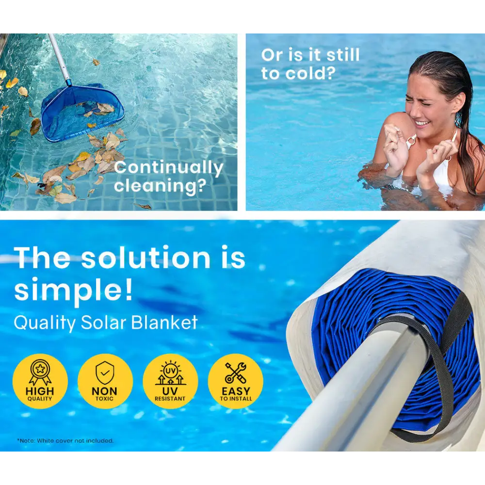 AURELAQUA Pool Cover 400 Micron 7x4m Solar Blanket Swimming Thermal Blue Silver - Home & Garden > Pool & Accessories