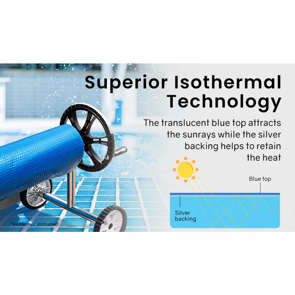 AURELAQUA Pool Cover 500 Micron 10x4m Solar Blanket Swimming Thermal Blue Silver - Home & Garden > Pool & Accessories >