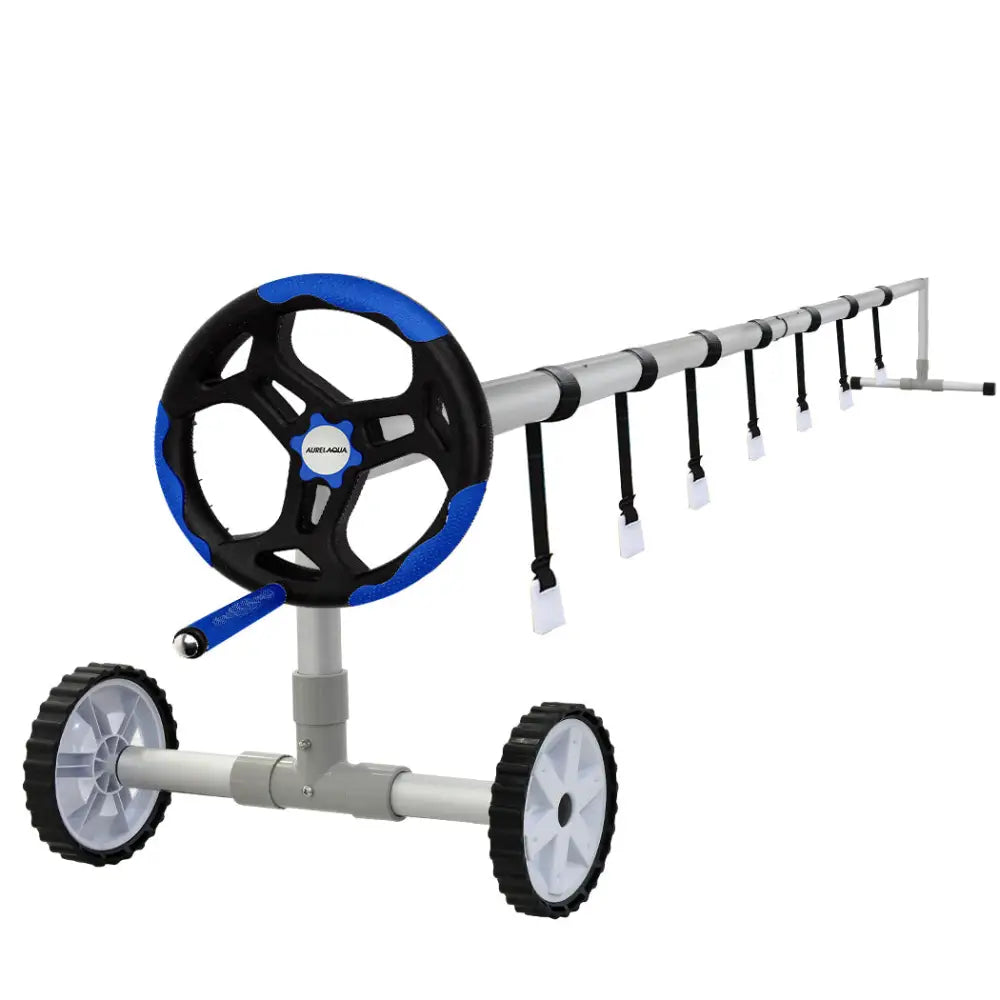 AURELAQUA Swimming Pool Roller Cover Reel 5.7m Adjustable Solar Wheels Thermal - Home & Garden > Pool & Accessories