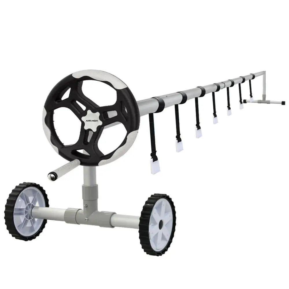 AURELAQUA Swimming Pool Roller Cover Reel Adjustable Solar Wheels Thermal 5.7m - Home & Garden > Pool & Accessories