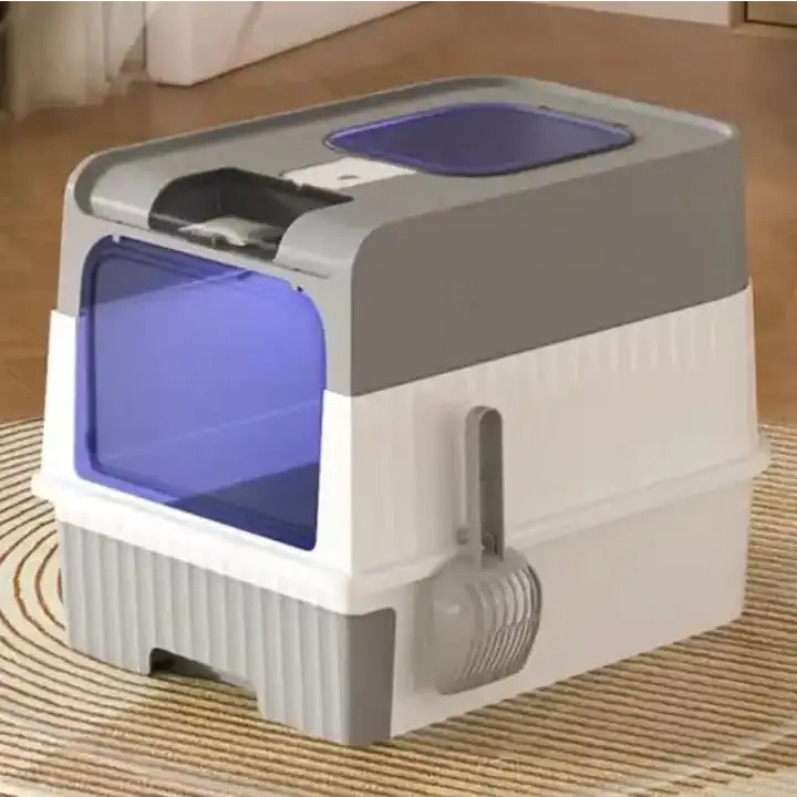 Automatic UV Sterilizing Cat Litter Box -Enclosed Design Odor Control and UV Germicidal Technology - Pet Care > Cat