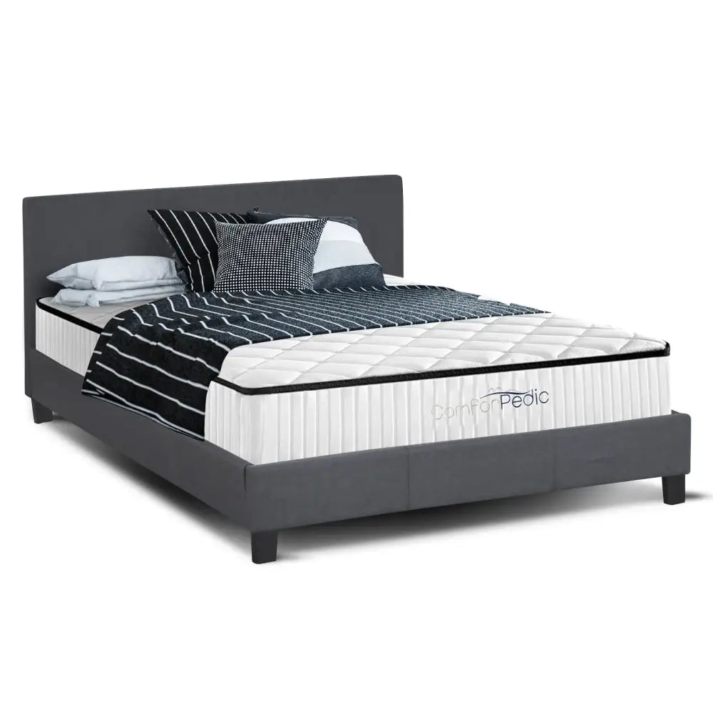 Azure Wood Bed Frame With Comforpedic Mattress Package Deal Bedroom Set - Single - White Brown - Furniture > Bedroom >
